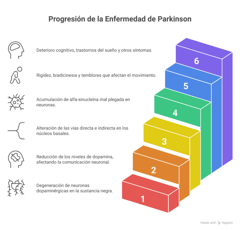 Fisiopatología enfermedad de Parkinson: mecanismos y estructuras clave